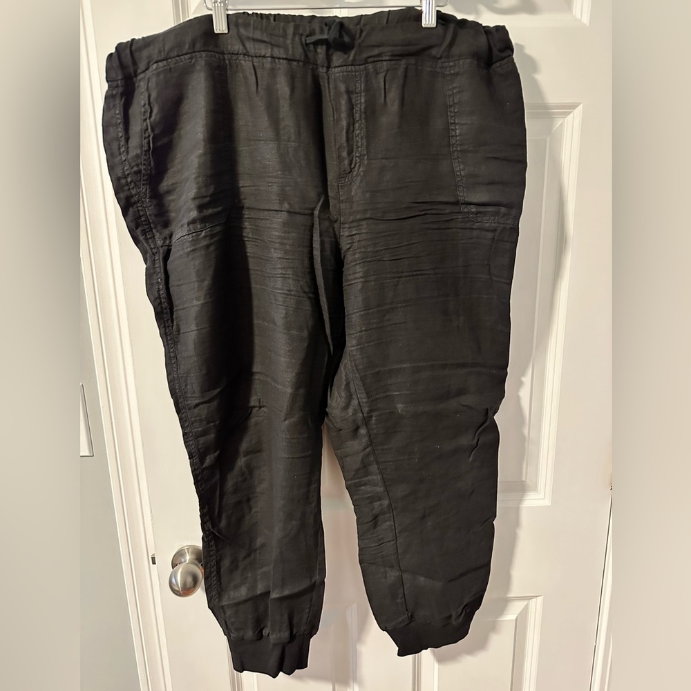 Black, linen jogger